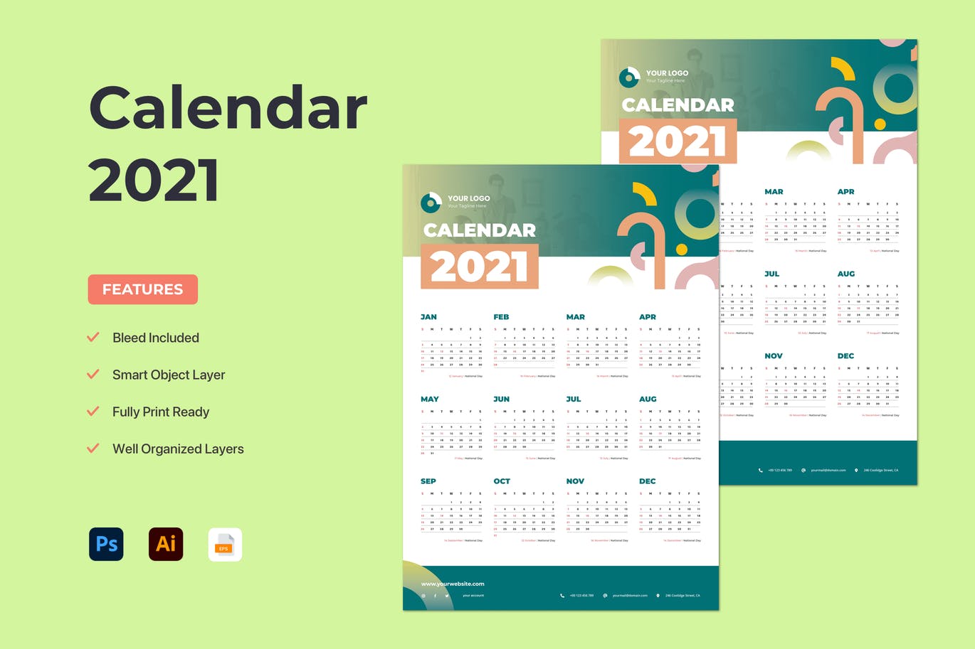 Wall Calendar 2021 Planner