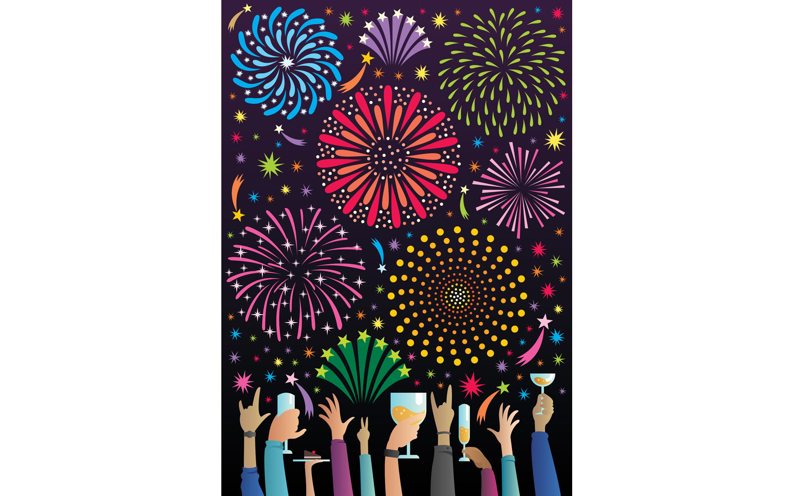 Celebration with Fireworks - Illustration