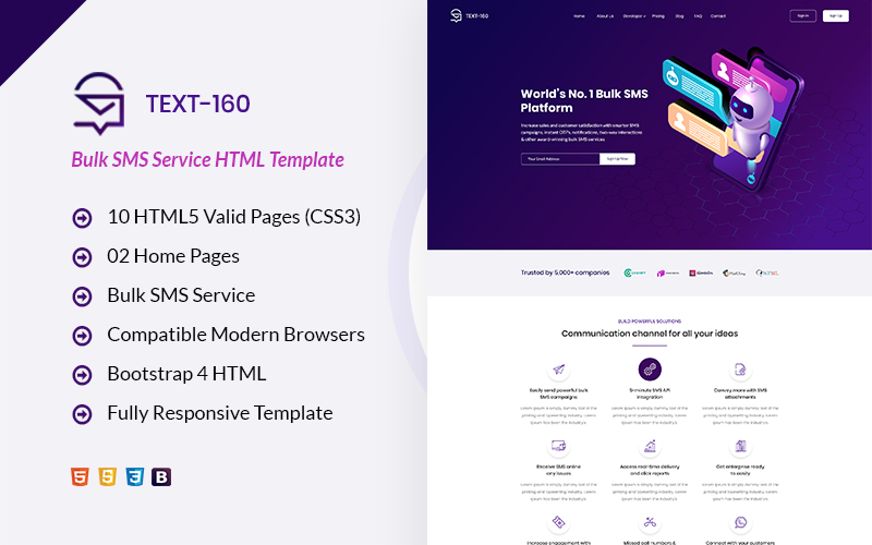 Text 160 Bulk SMS Service Website Template