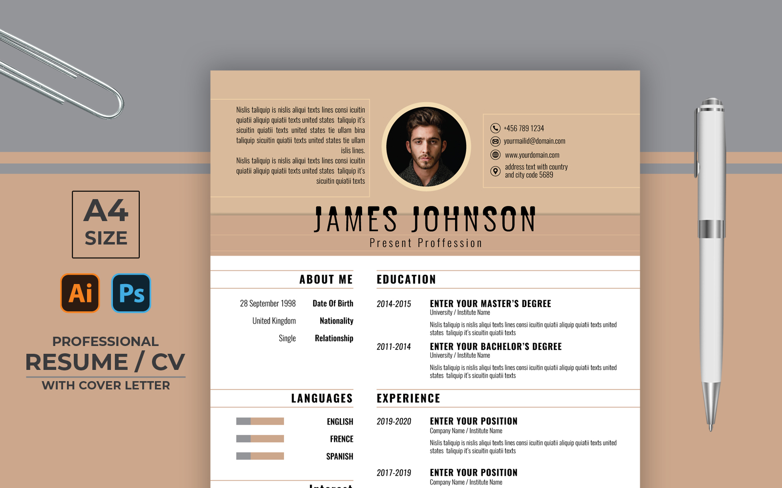Board Color Professional CV Resume Template