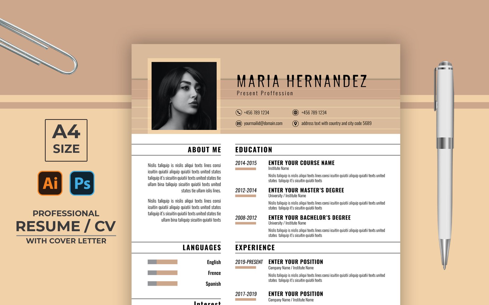 Creative CV  Board Color Resume Template