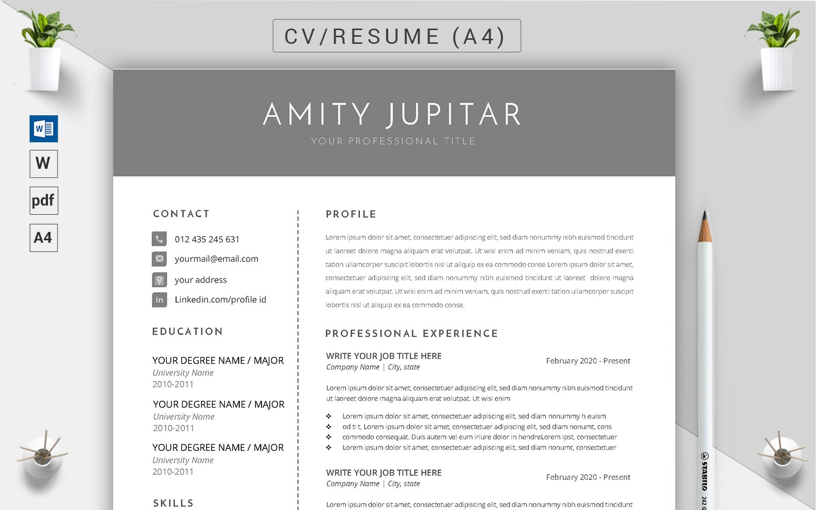 Amity Jupitar - CV & Resume Template