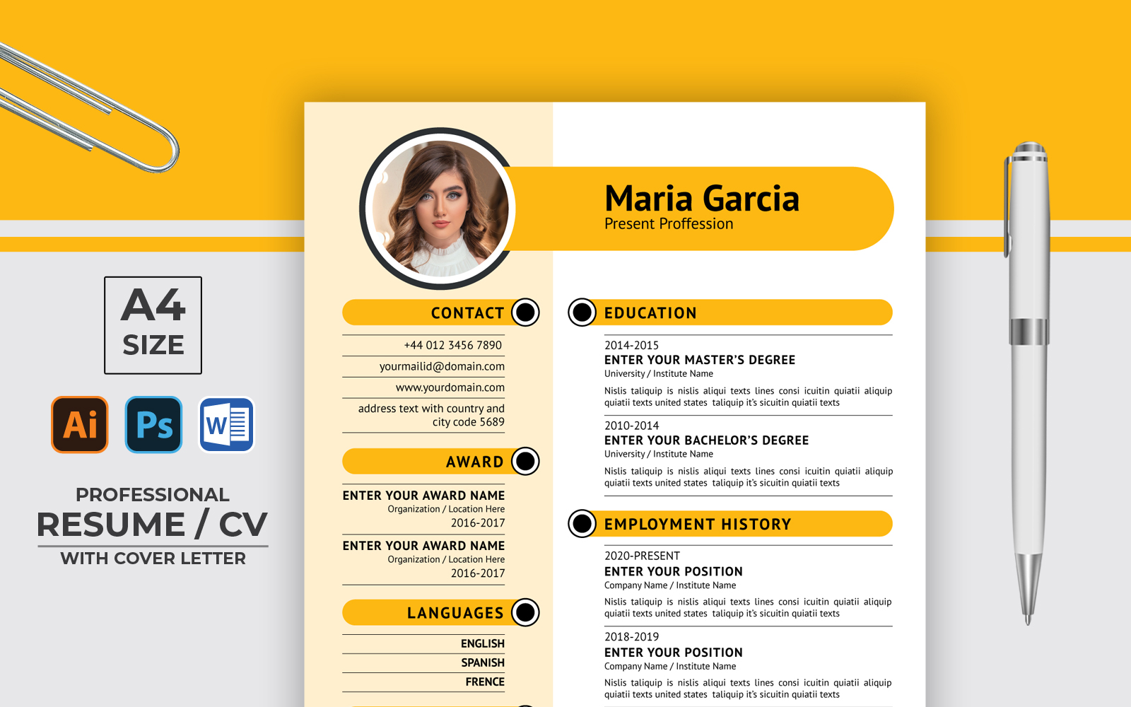 Maria Garcia Creative CV Resume Template