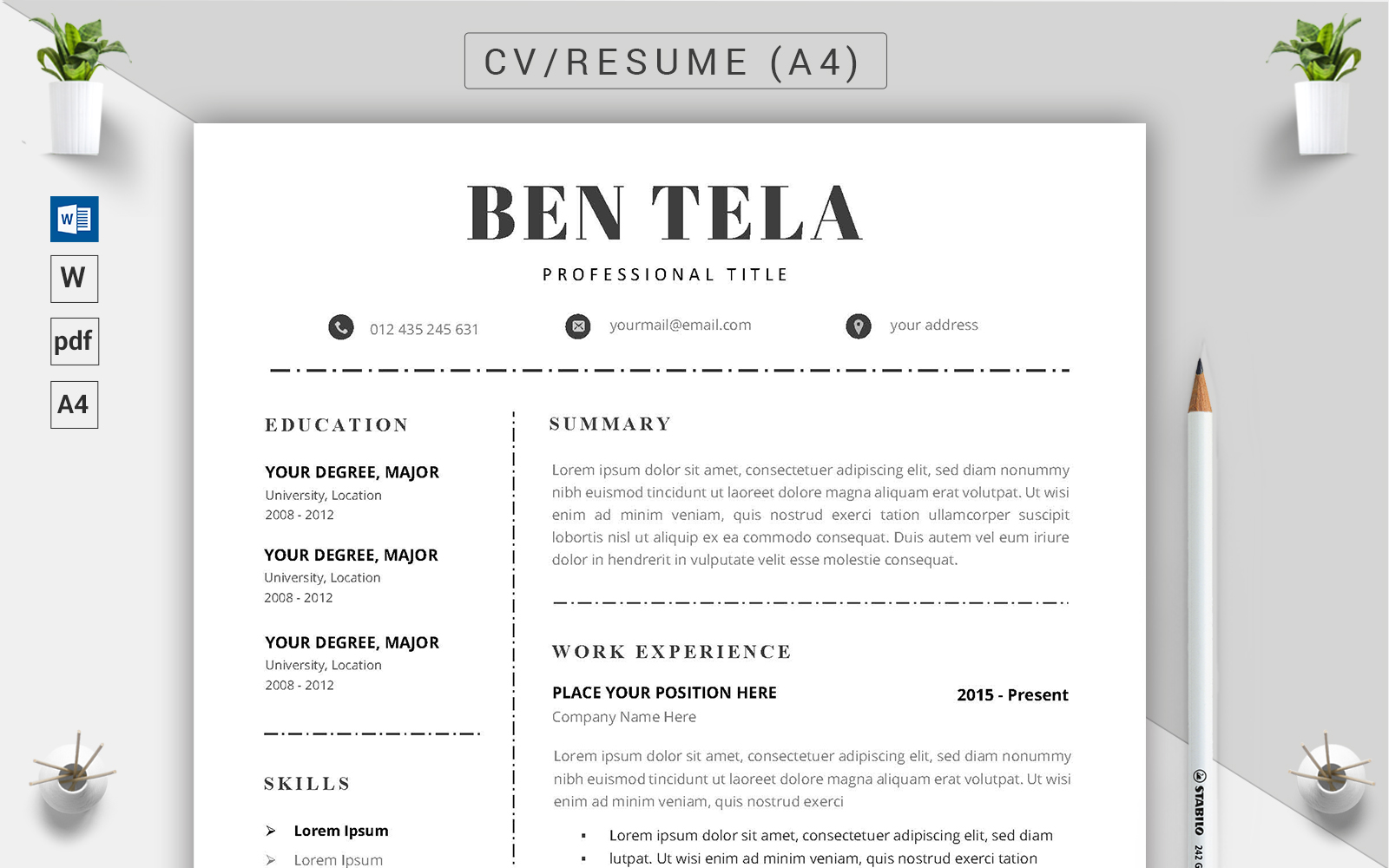 Ben Tela - CV Resume Template