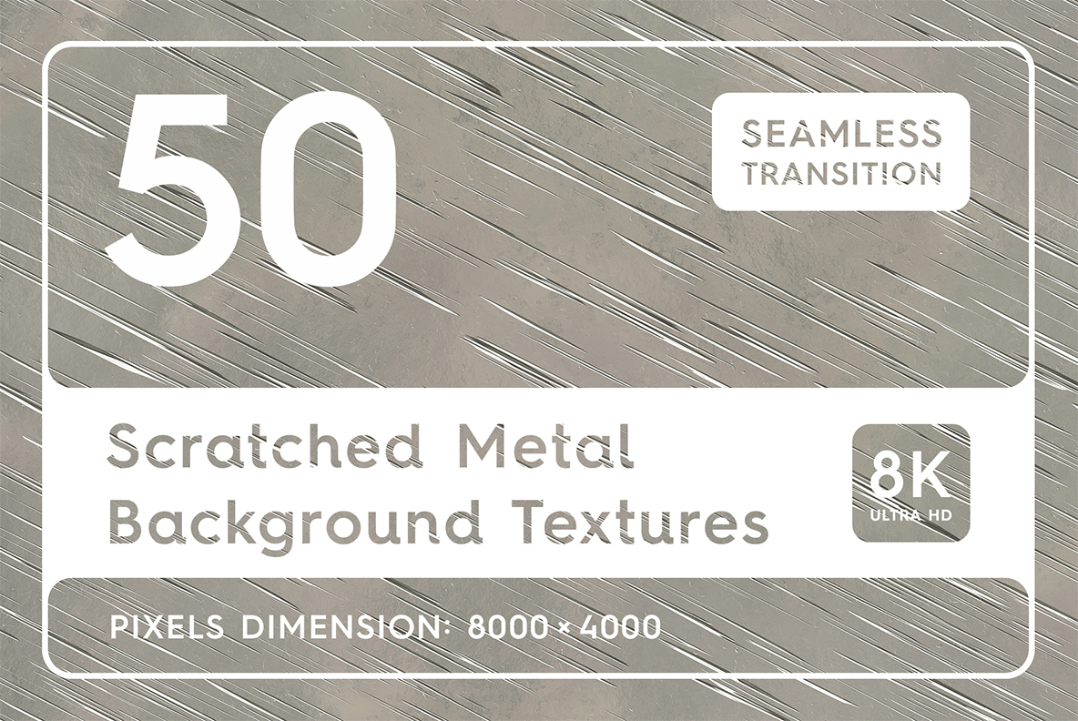 50 Scratched Metal  Textures. Seamless Transition. Background