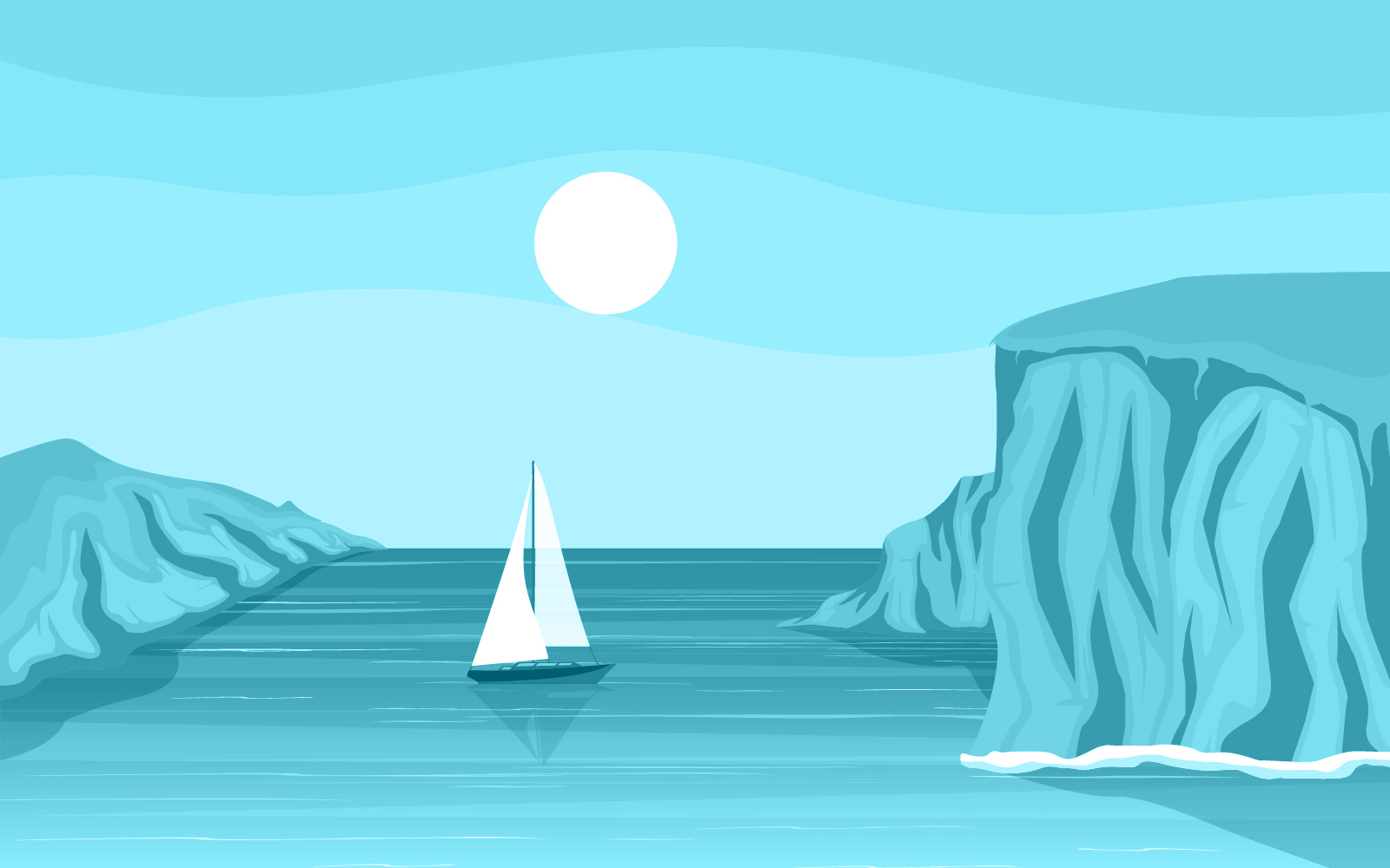 Sea Panorama Beach Coast Bay Ocean - Illustration