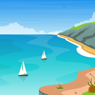 Sea Panorama Illustrations Templates 123725