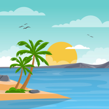 Tropical Beach Illustrations Templates 123746
