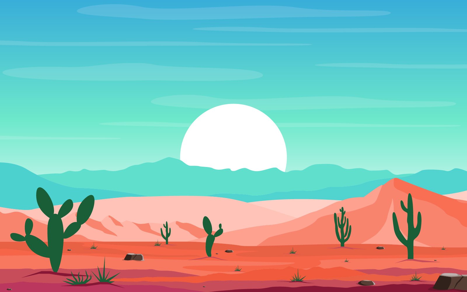 Vast Desert Rock Hill Mountain - Illustration