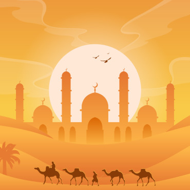 Desert Islamic Illustrations Templates 123776