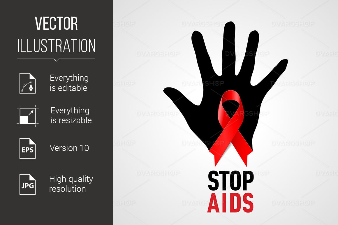 Stop AIDS Sign - Vector Image