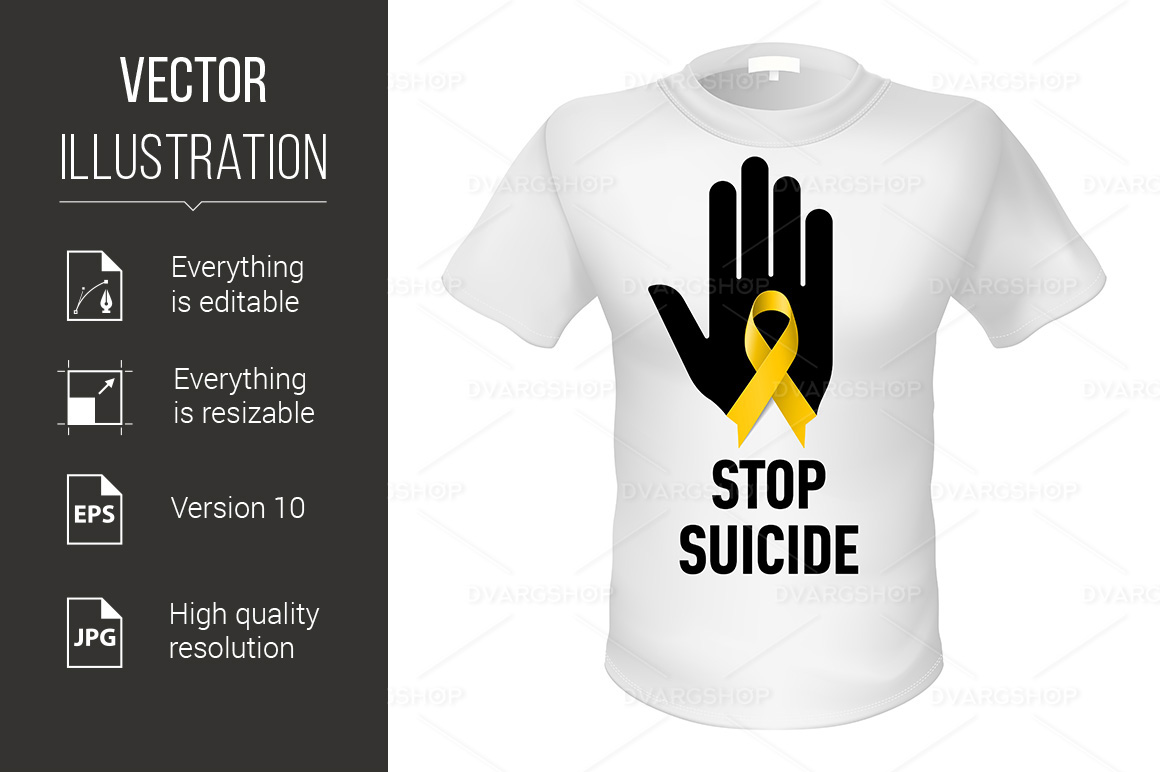 White t-Shirt with Sign Stop Suicide - Vector Image