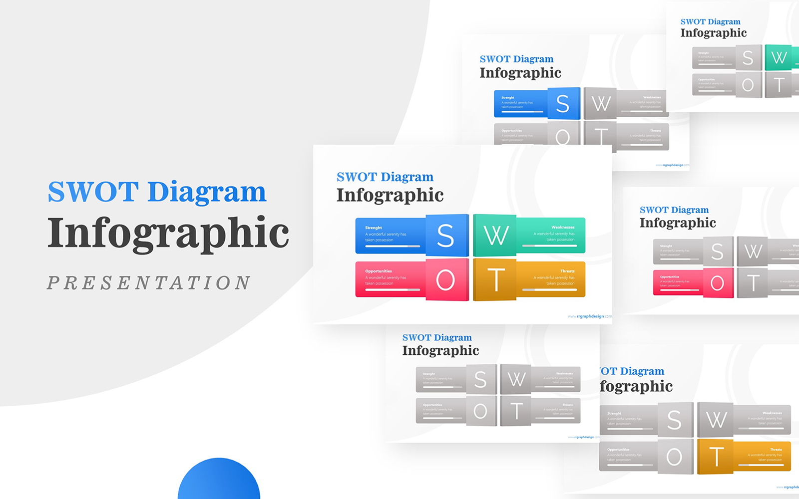 Four Text Boxes for SWOT Analysis Diagram Infographic PowerPoint template