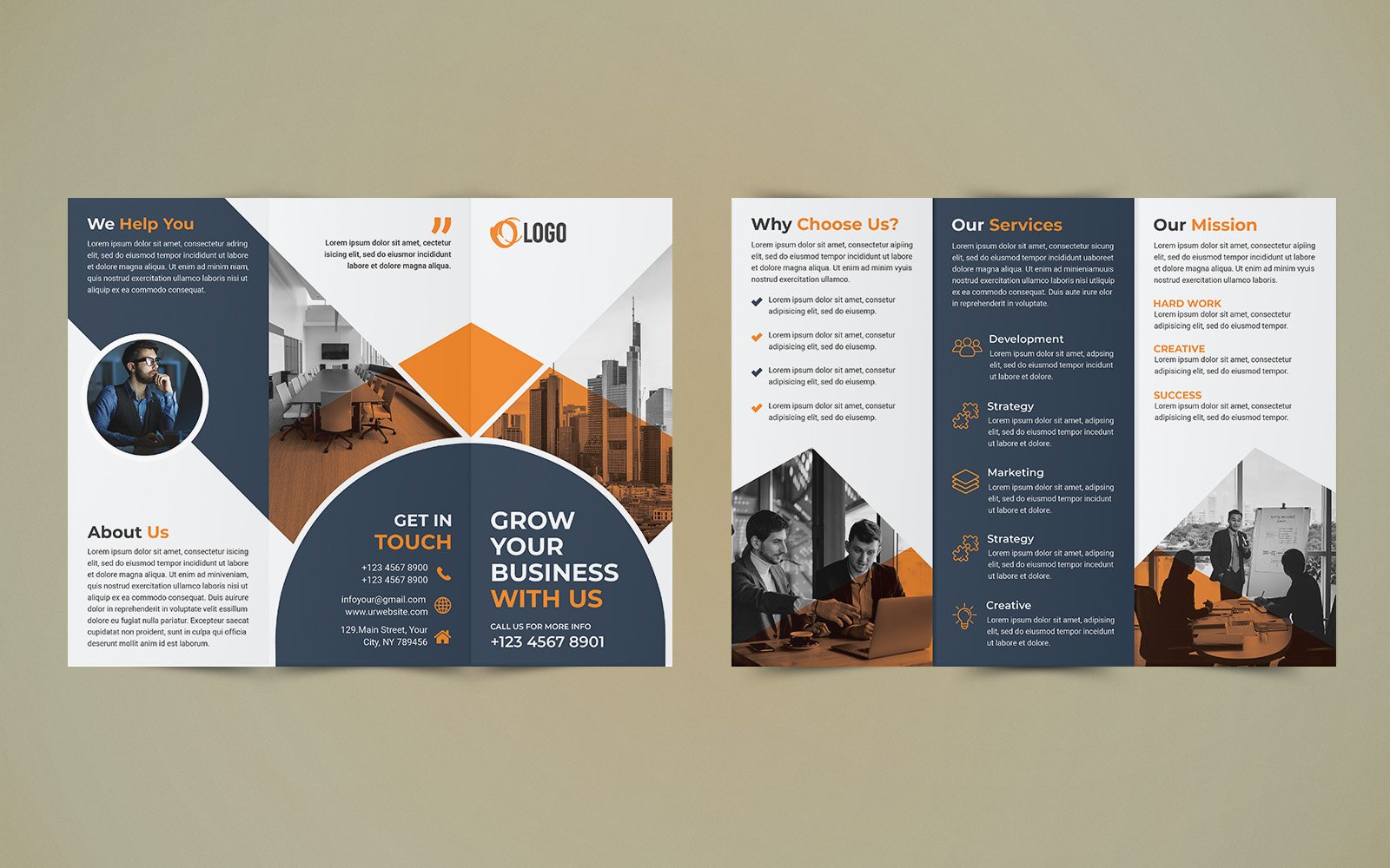 Business Trifold Brochure Design - Corporate Identity Template