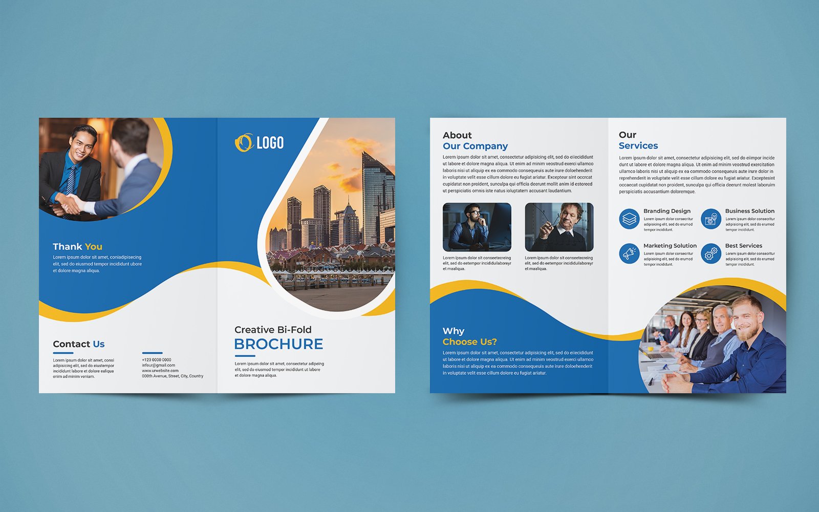 Business Bifold Brochure Design - Corporate Identity Template