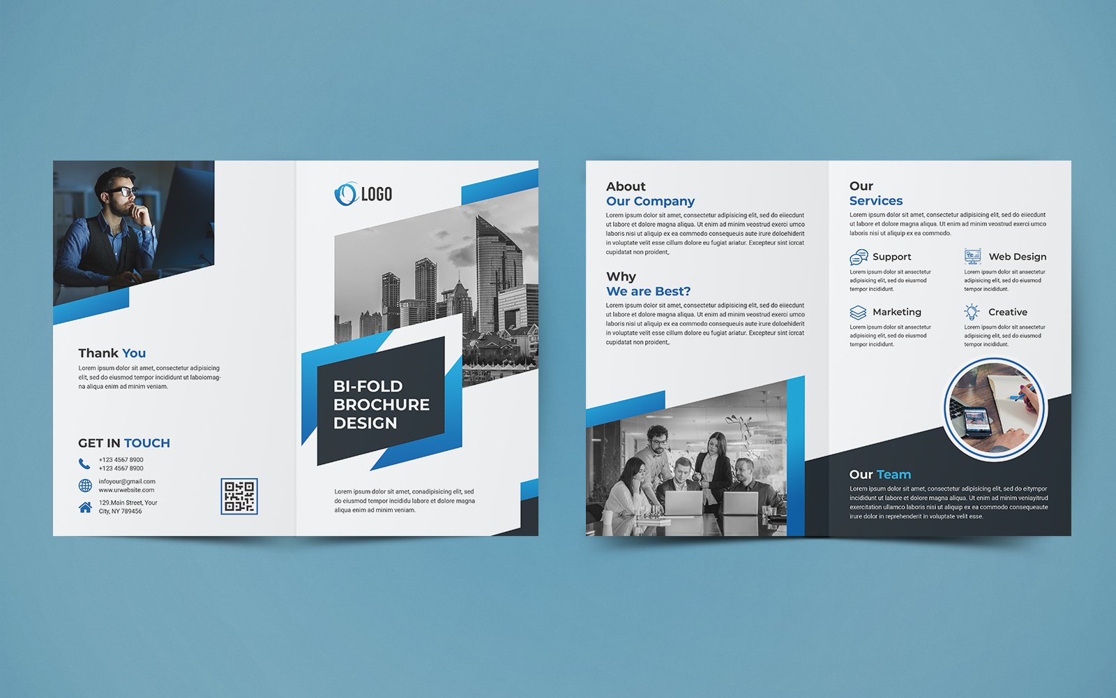 Business Bifold Brochure Design - Corporate Identity Template