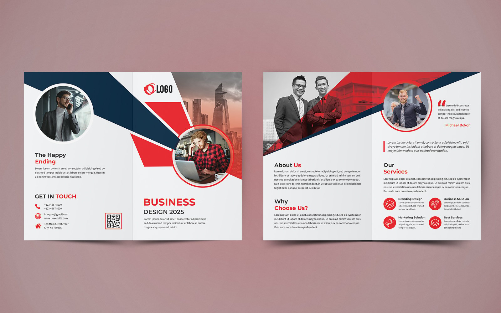 Business Bifold Brochure Design - Corporate Identity Template