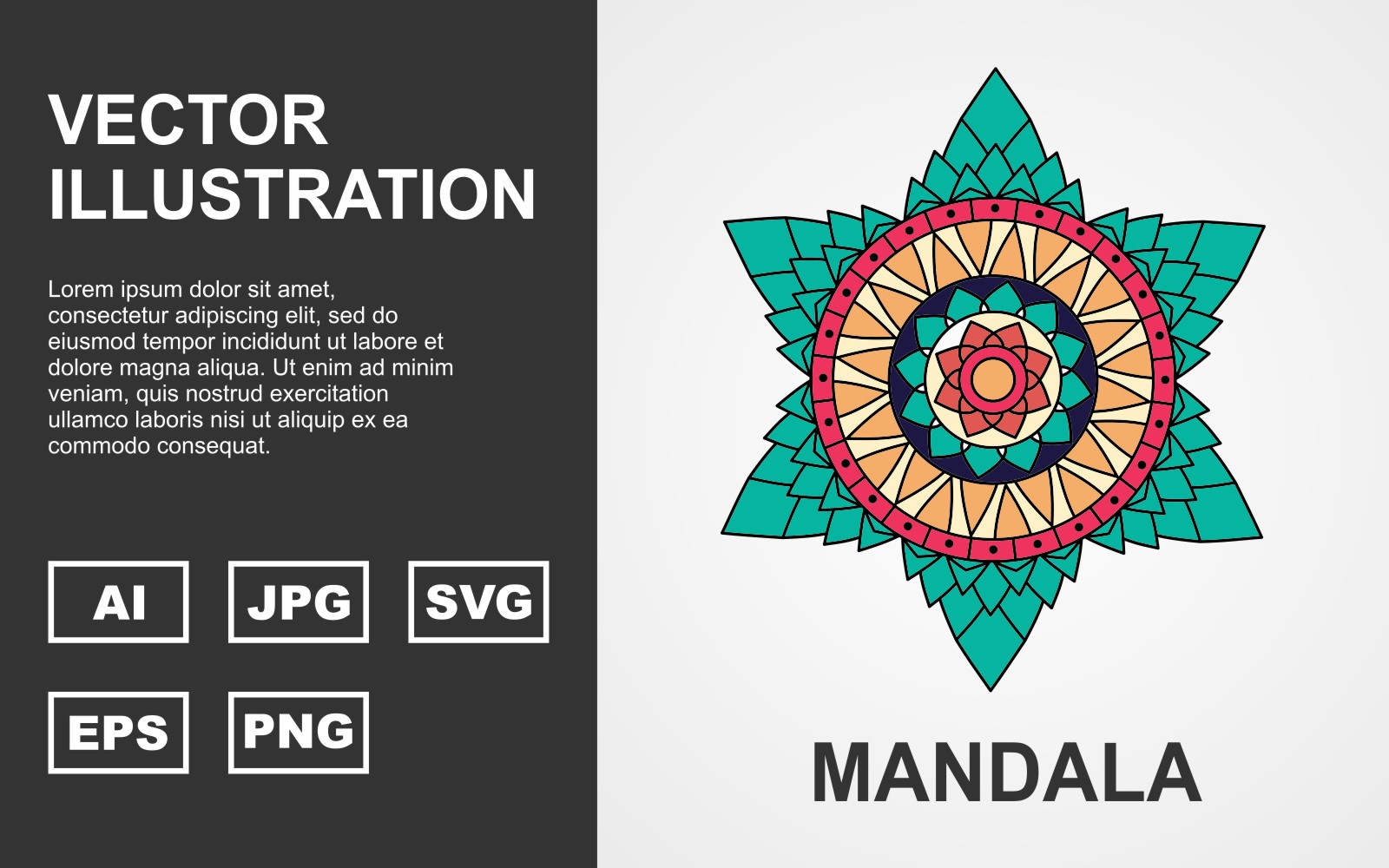 Colorful Vector Mandala Design - Illustration