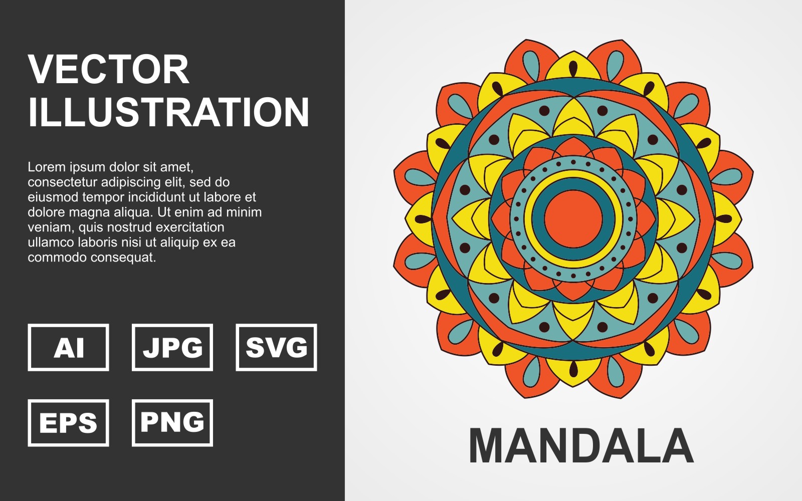 Colorful Vector Mandala Design - Illustration