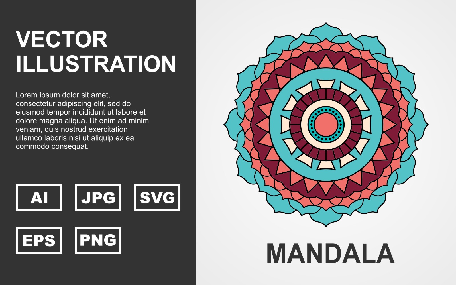 Colorful Vector Mandala Design - Illustration