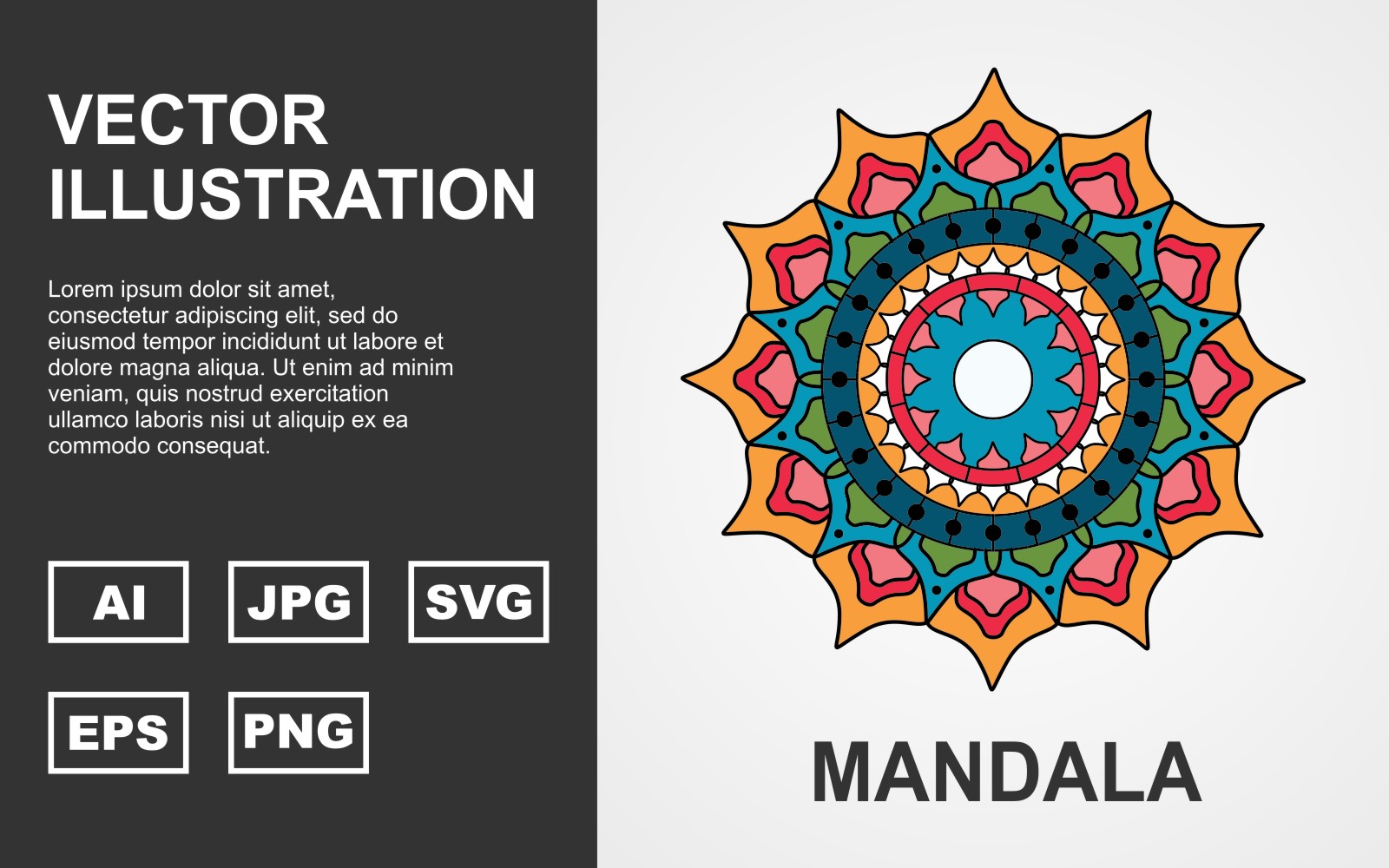 Colorful Vector Mandala Design - Illustration