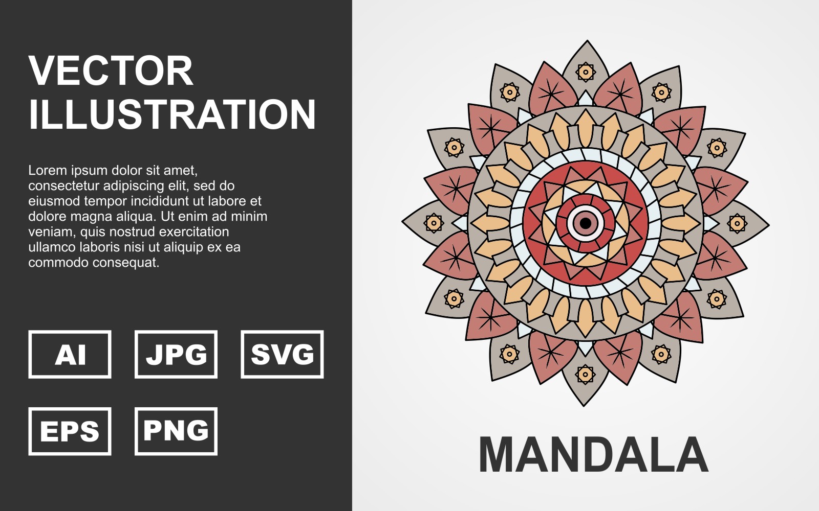 Colorful Vector Mandala Design - Illustration