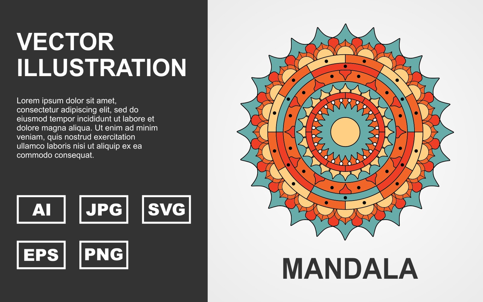 Colorful Vector Mandala Design - Illustration