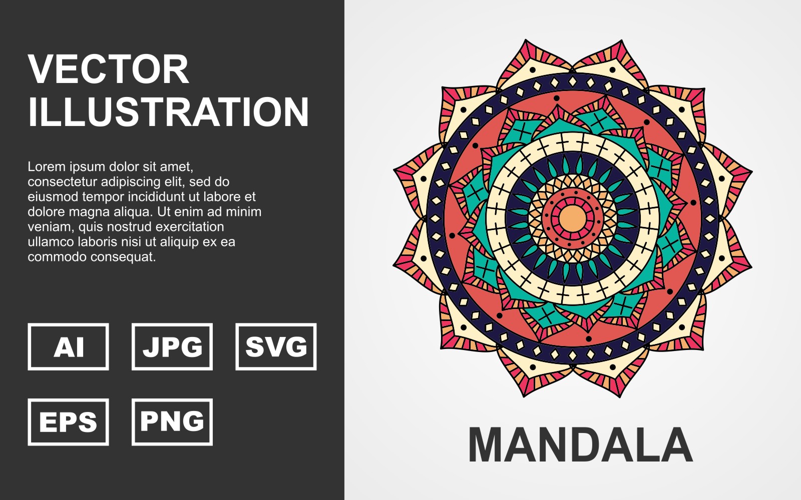 Colorful Vector Mandala Design - Illustration