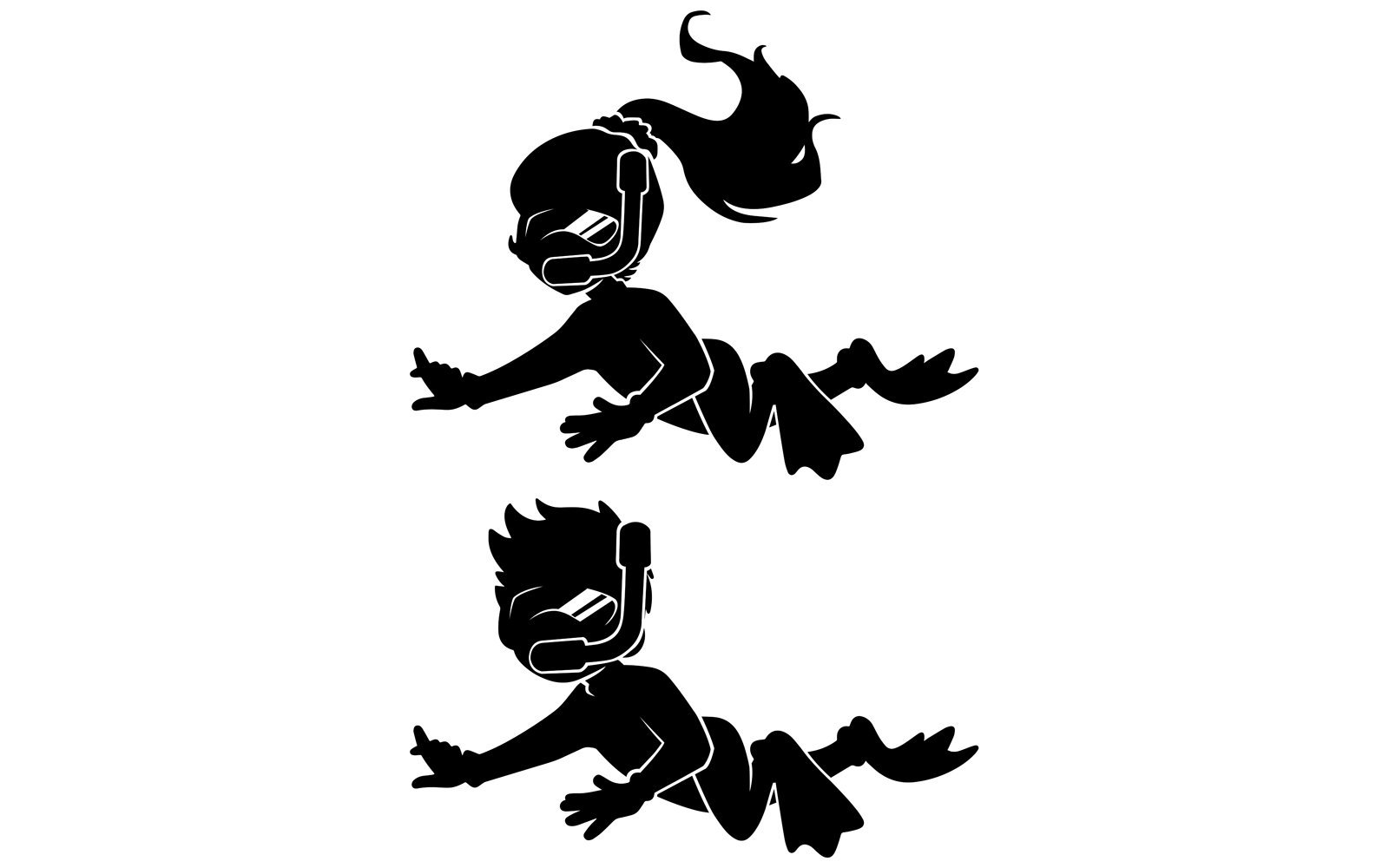 Diver Kids Silhouettes - Illustration