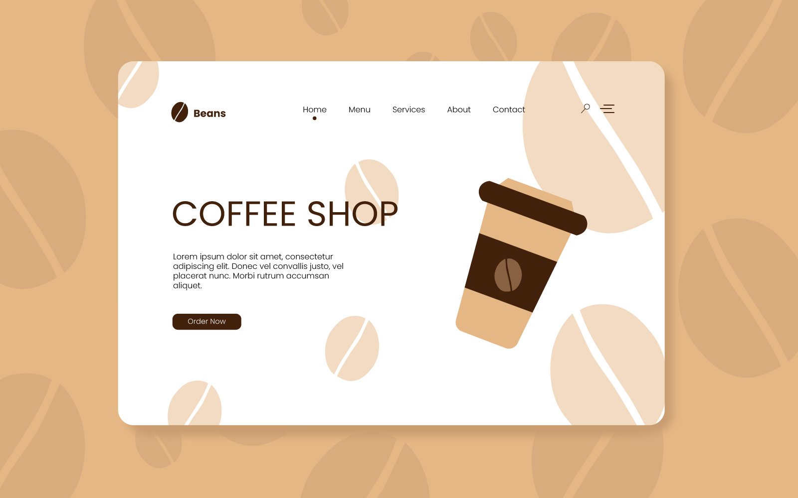 Coffee Shop Landing Page Design - Vector Image