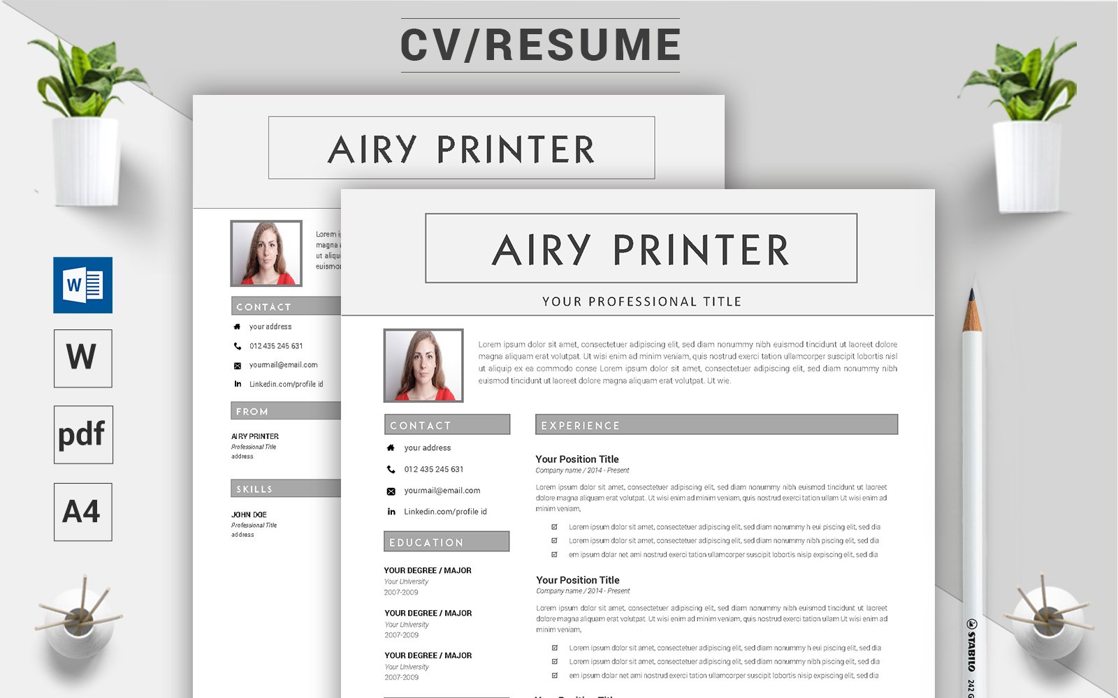 Airy Printer - CV Resume Template