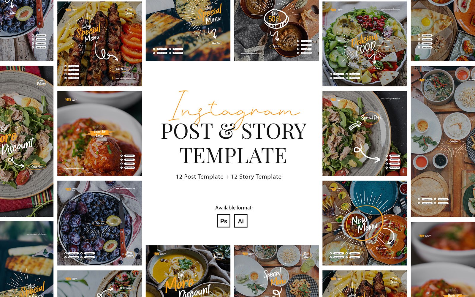 Restaurant Instagram Post and Story Template for Social Media