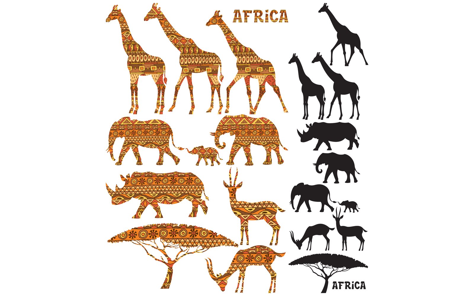 African Animal Silhouettes - Illustration