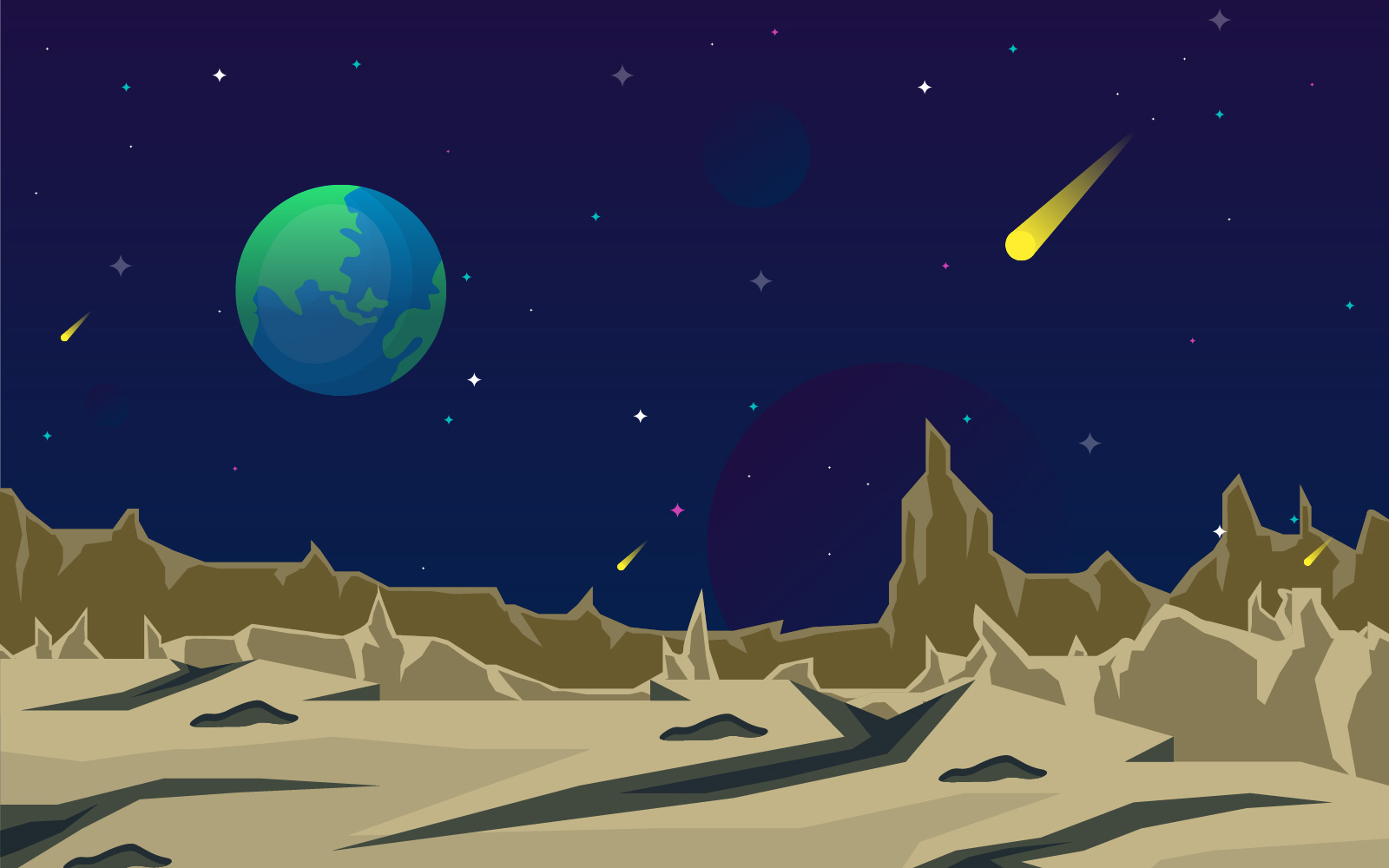 Surface of Planet Landscape - Illustration