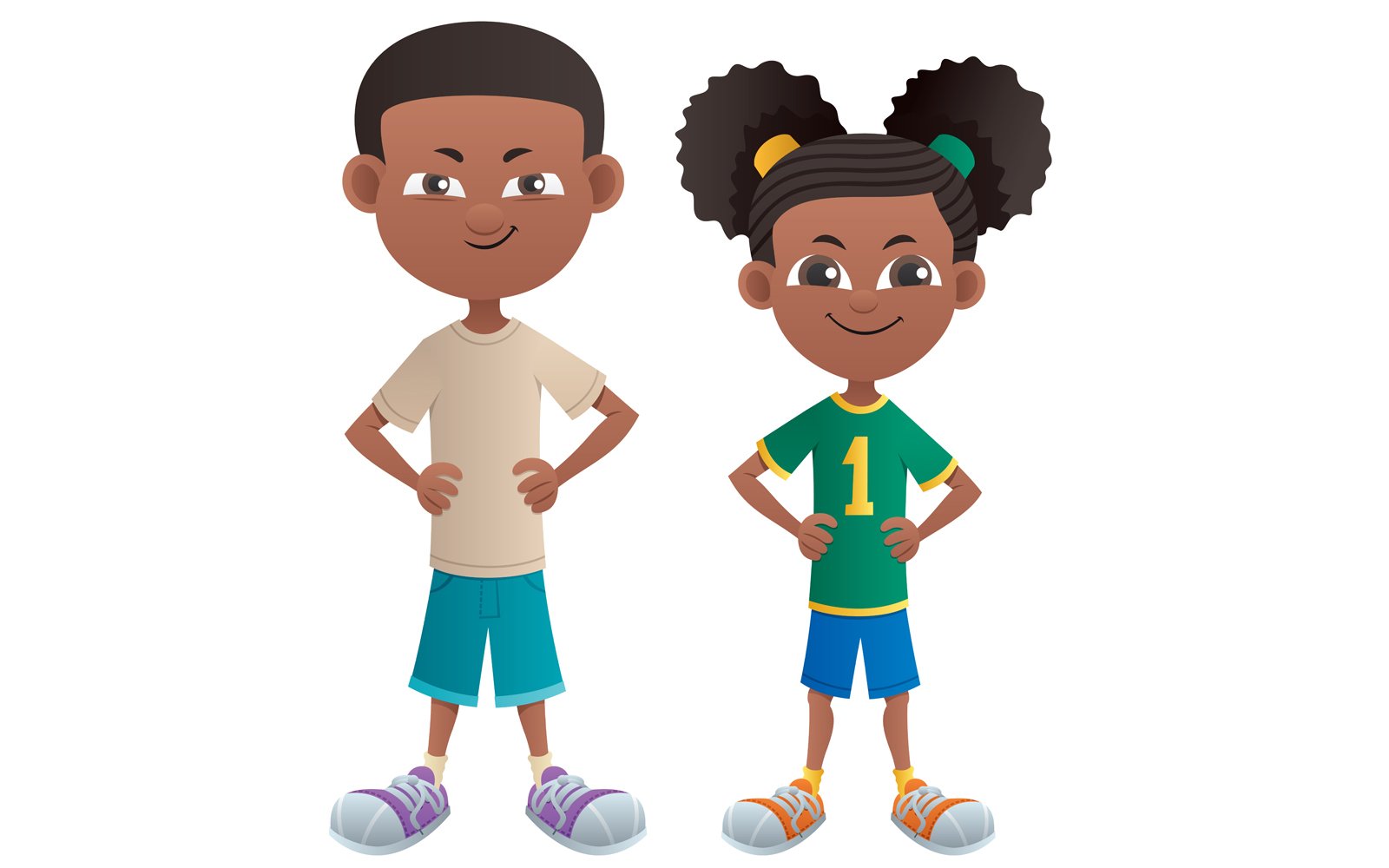 Boy and Girl Black - Illustration