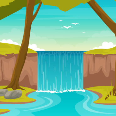 Waterfall Forest Illustrations Templates 124841