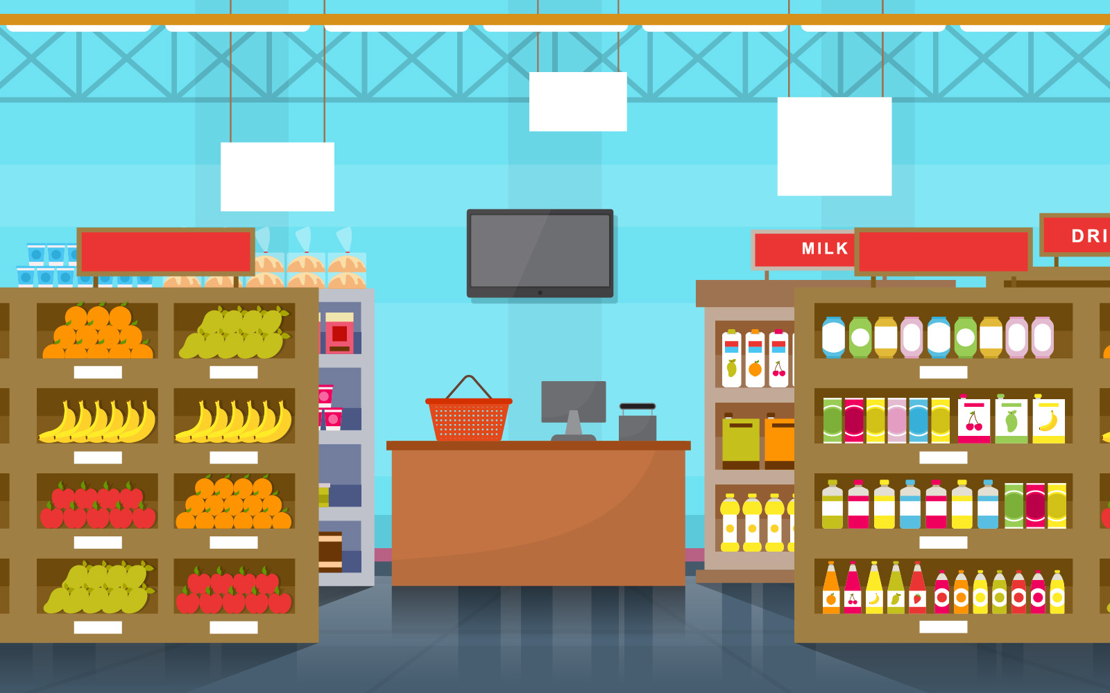 Modern Shelf Store - Illustration