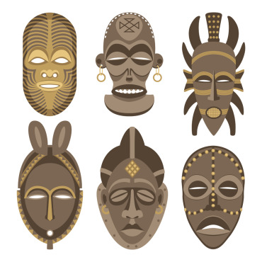 African Mask Illustrations Templates 124884
