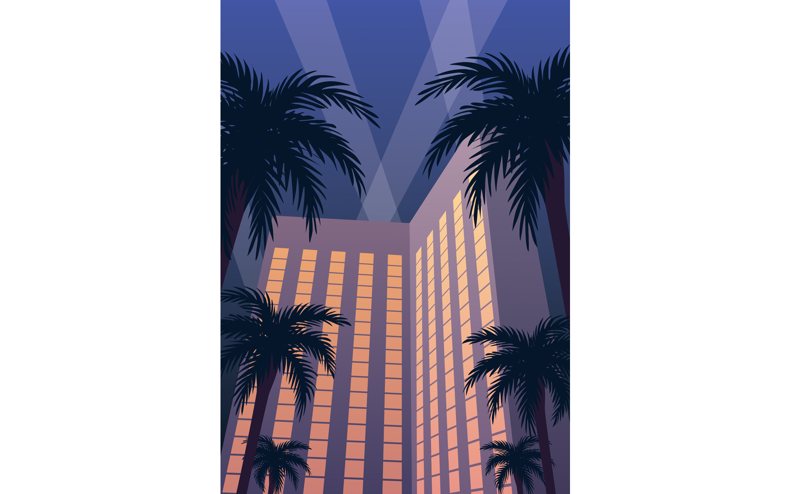 Hotel Casino Resort Night - Illustration