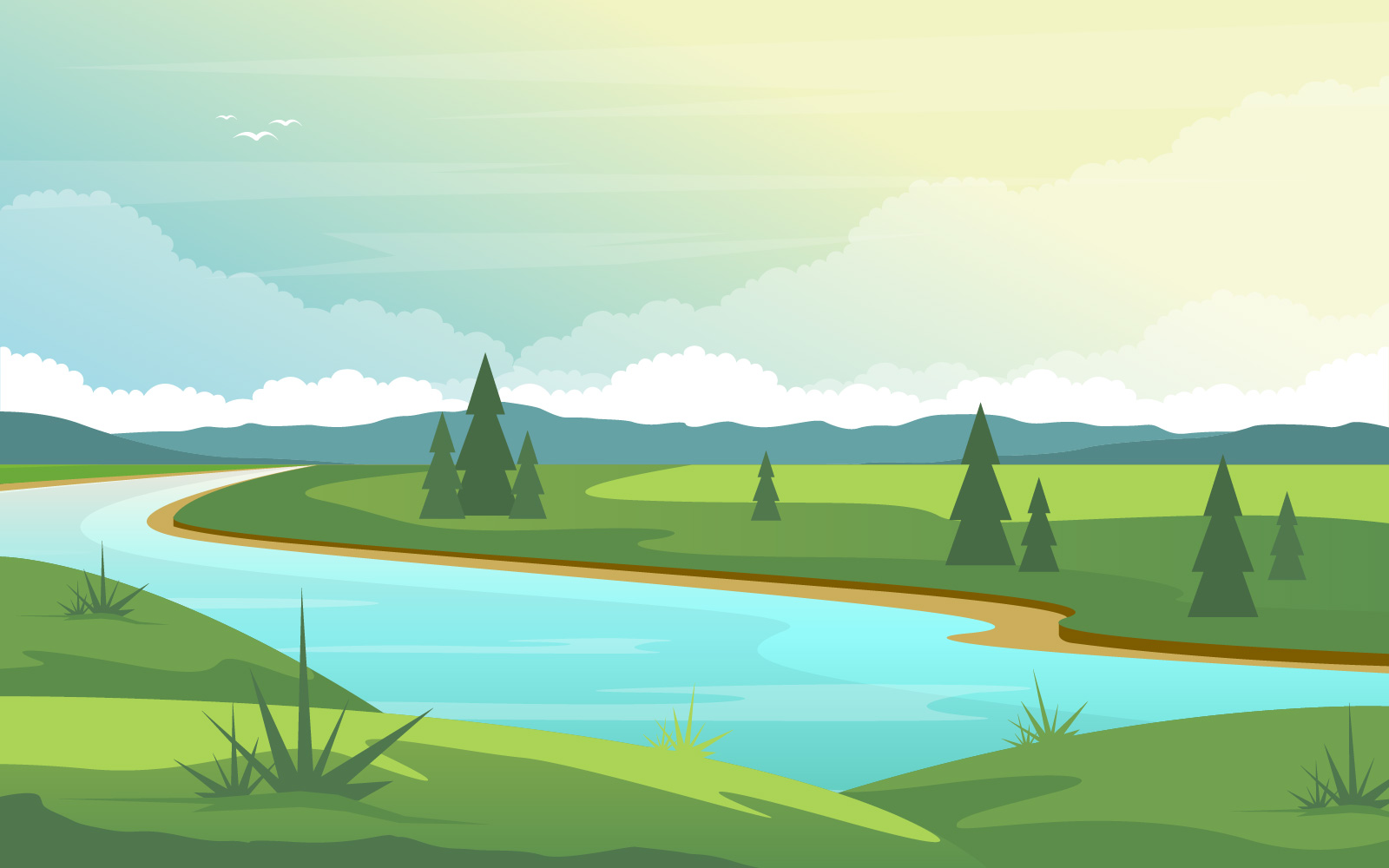 Morning Winding River - Illustration