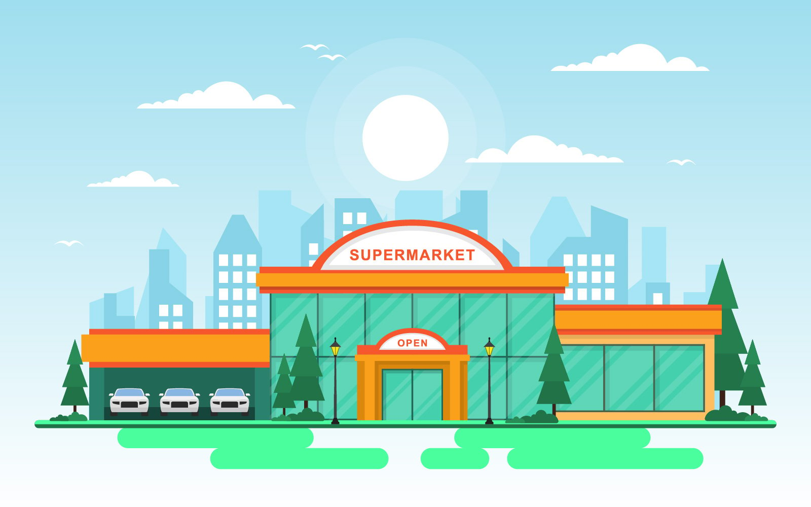 Grocery Building Exterior - Illustration