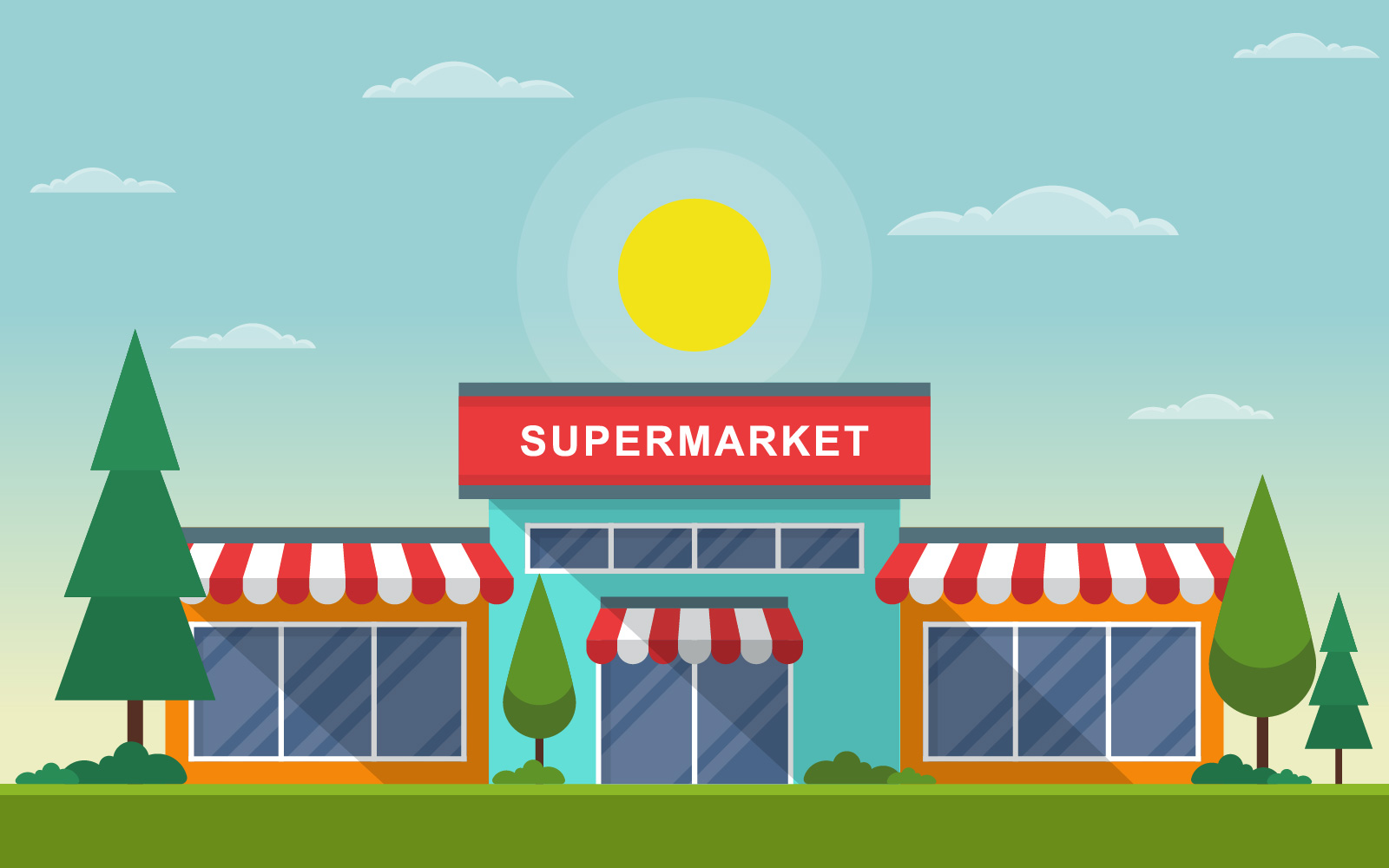 Supermarket Building  Exterior - Illustration