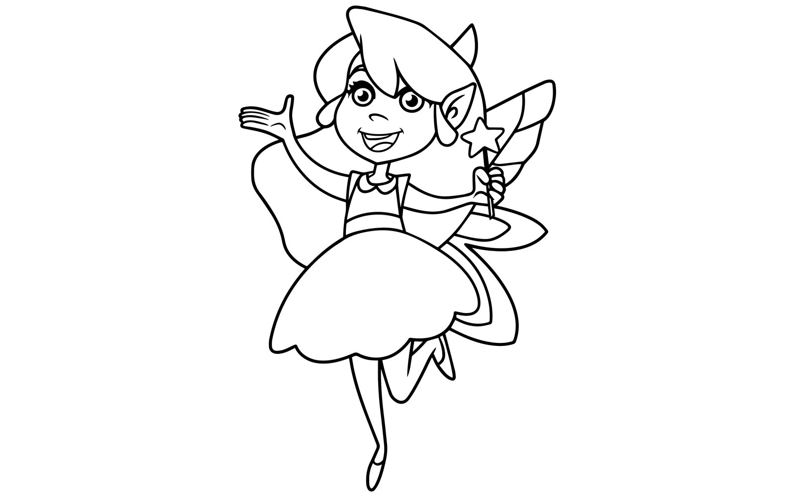 Little Green Fairy Line Art - Illustration