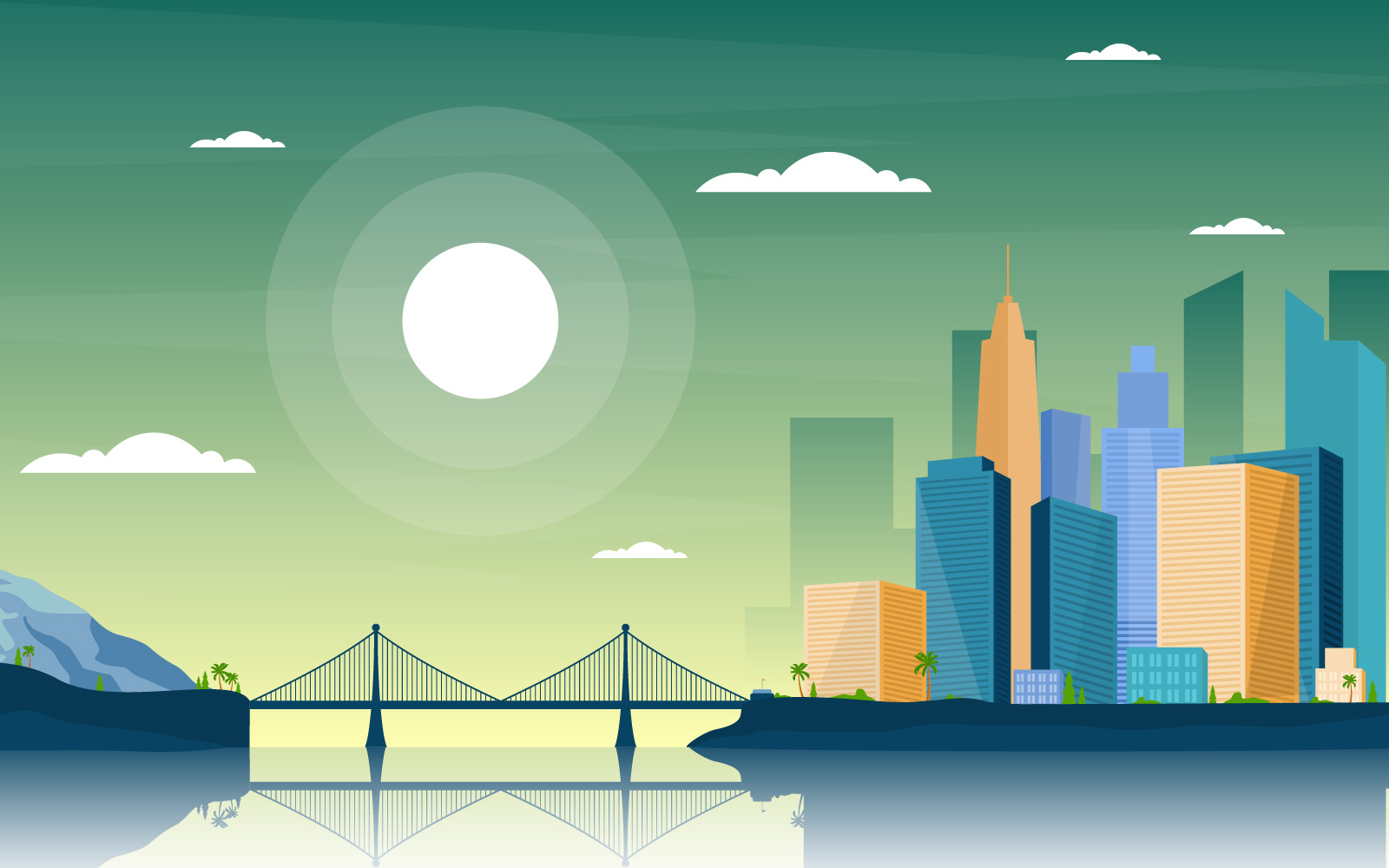 River Bridge Skyline - Illustration