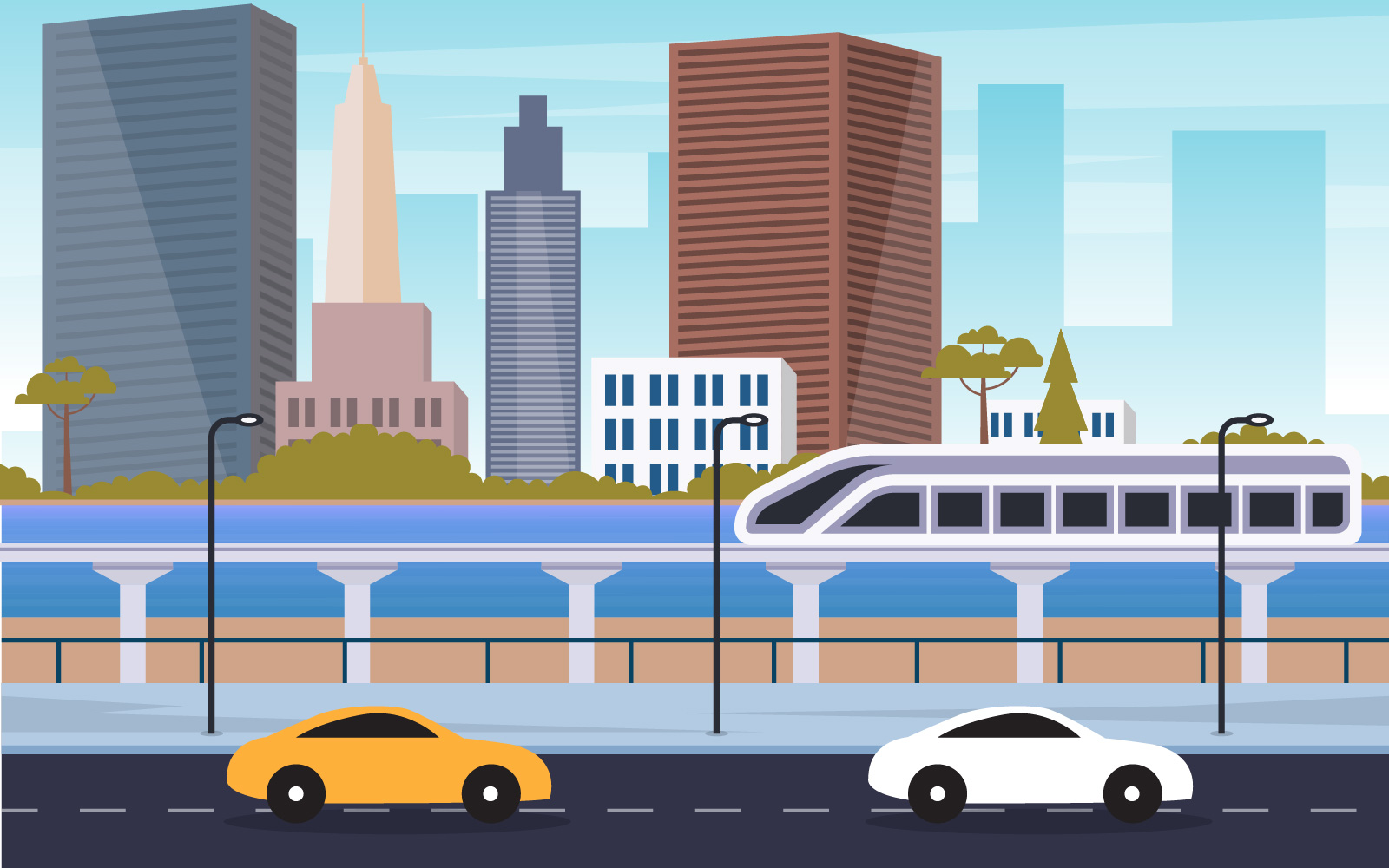 River Rail Skyline - Illustration