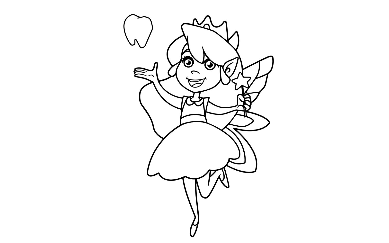 Little Tooth Fairy Line Art - Illustration