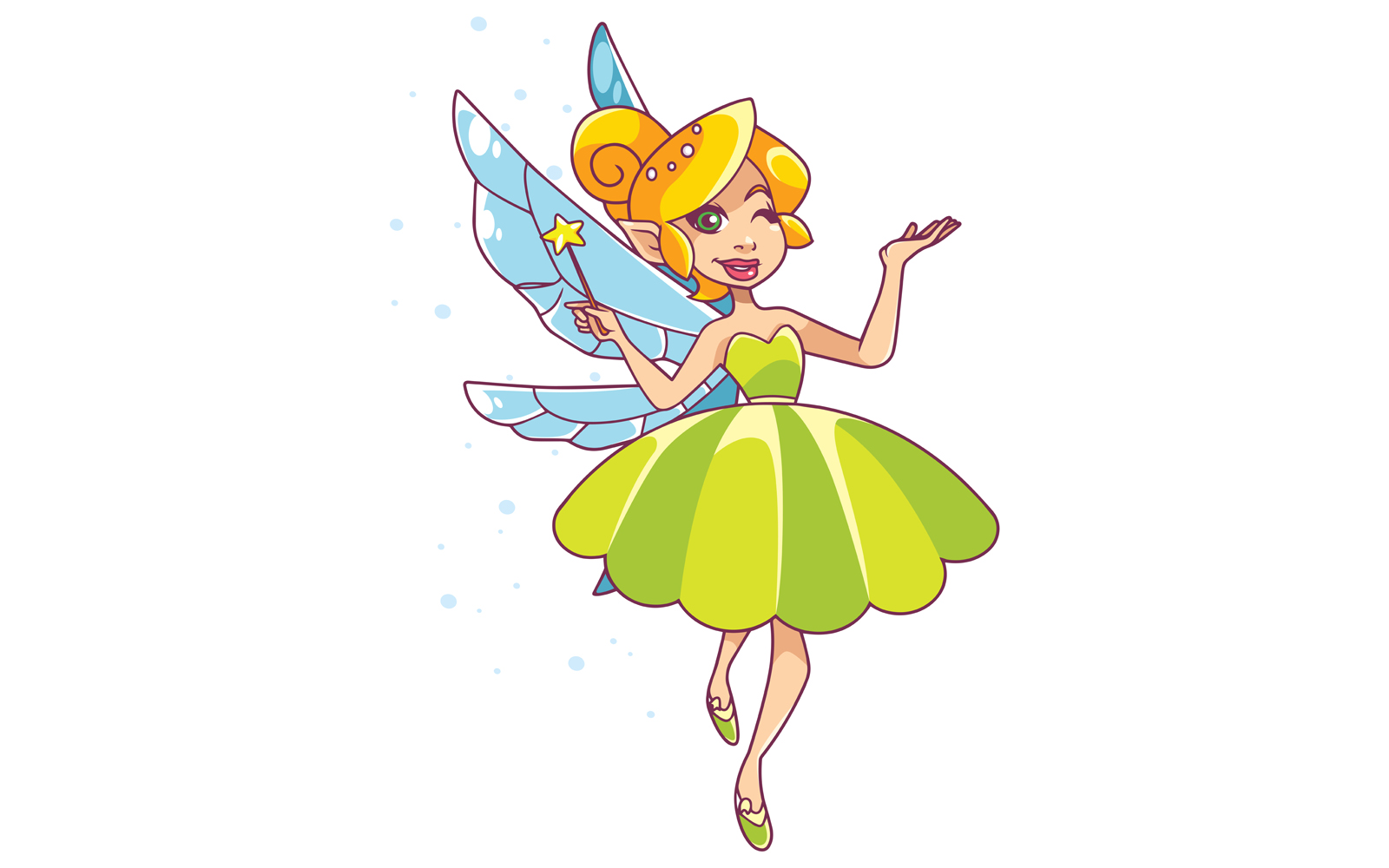 Green Fairy on White - Illustration