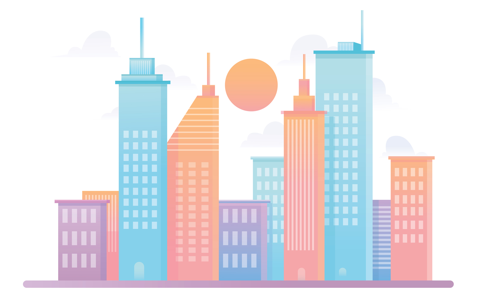 City Colorful Flat Design - Illustration