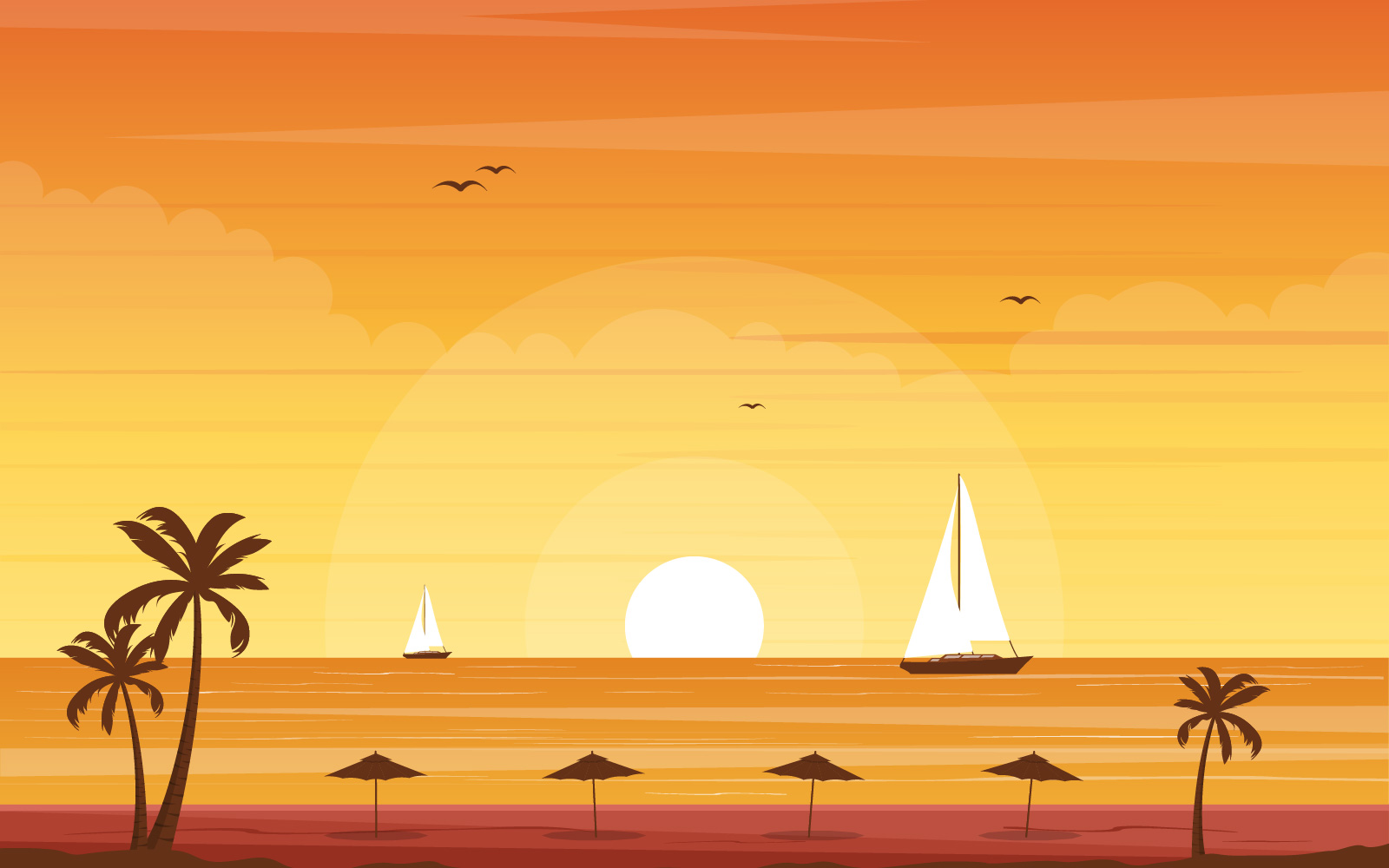 Summer Tropical Beach - Illustration