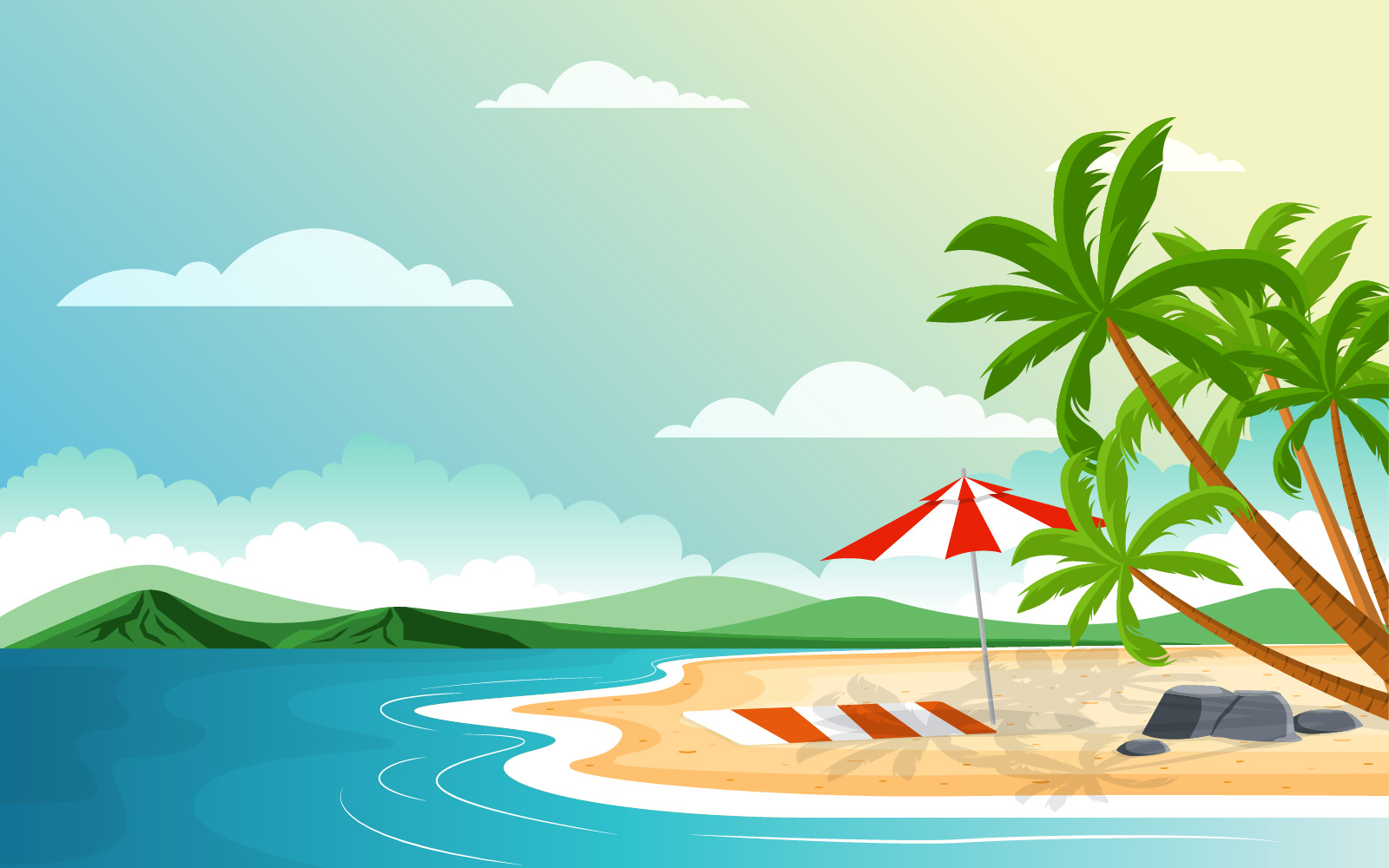 Beach Sea Landscape - Illustration